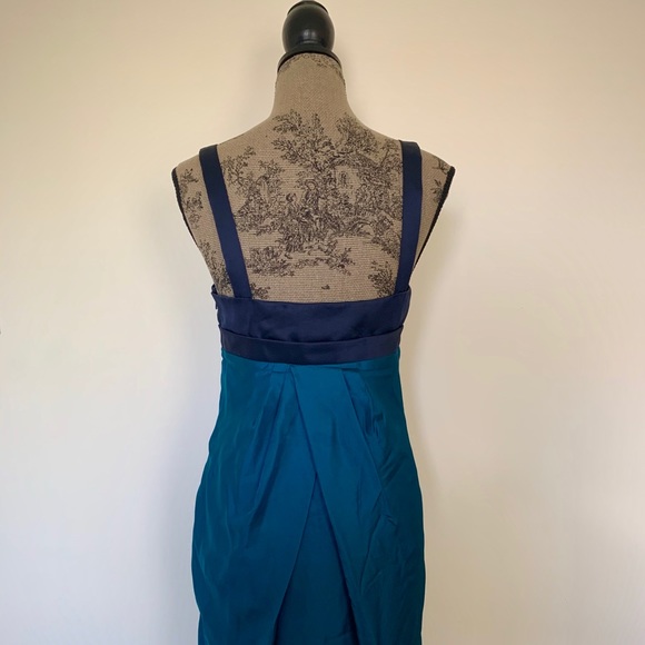 Vera Wang Silk Cocktail Dress in Teal/Navy - Picture 3 of 7